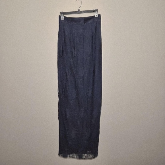 Maria Pinto Elegant Lace Navy Blue Slit Maxi Skirt US 8 - Picture 1 of 6